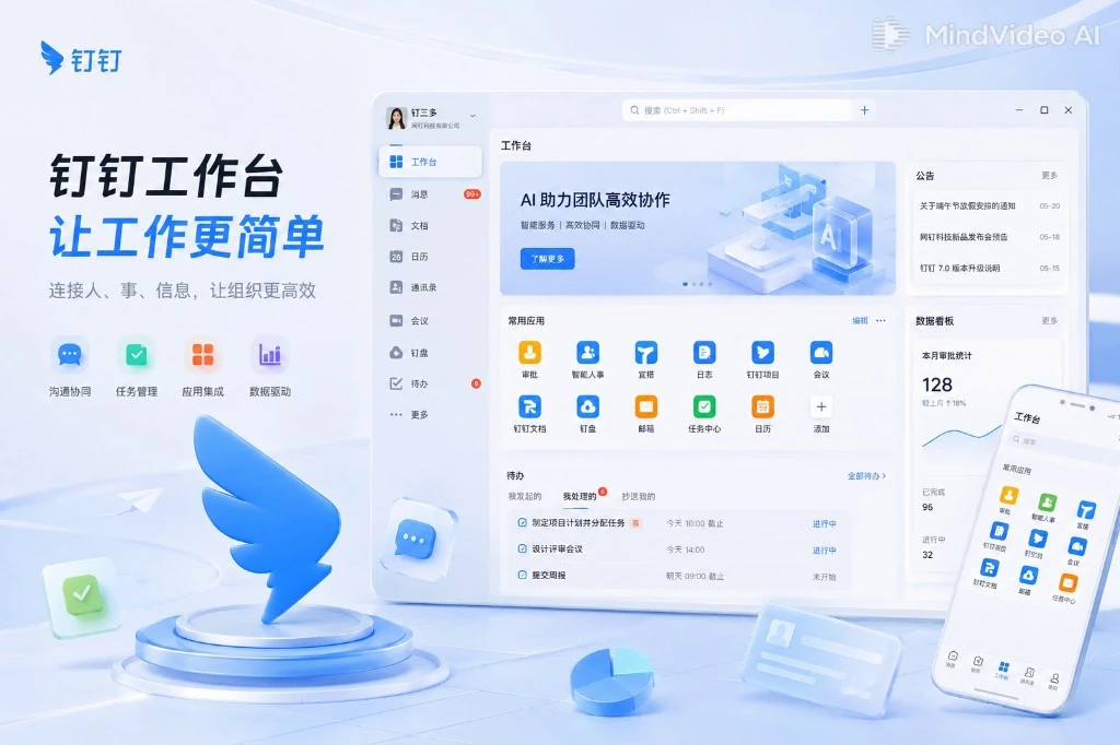 钉钉AI9.0智能办公平台全屏主视觉